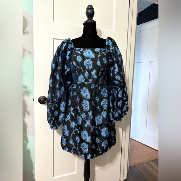 New Free People X Aureta Georgia Mini Party Dress $268 Tapestry Floral Large - Picture 5 of 11